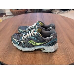 Saucony Womens Oasis Gray Yellow Running Shoes Sneakers Size 7